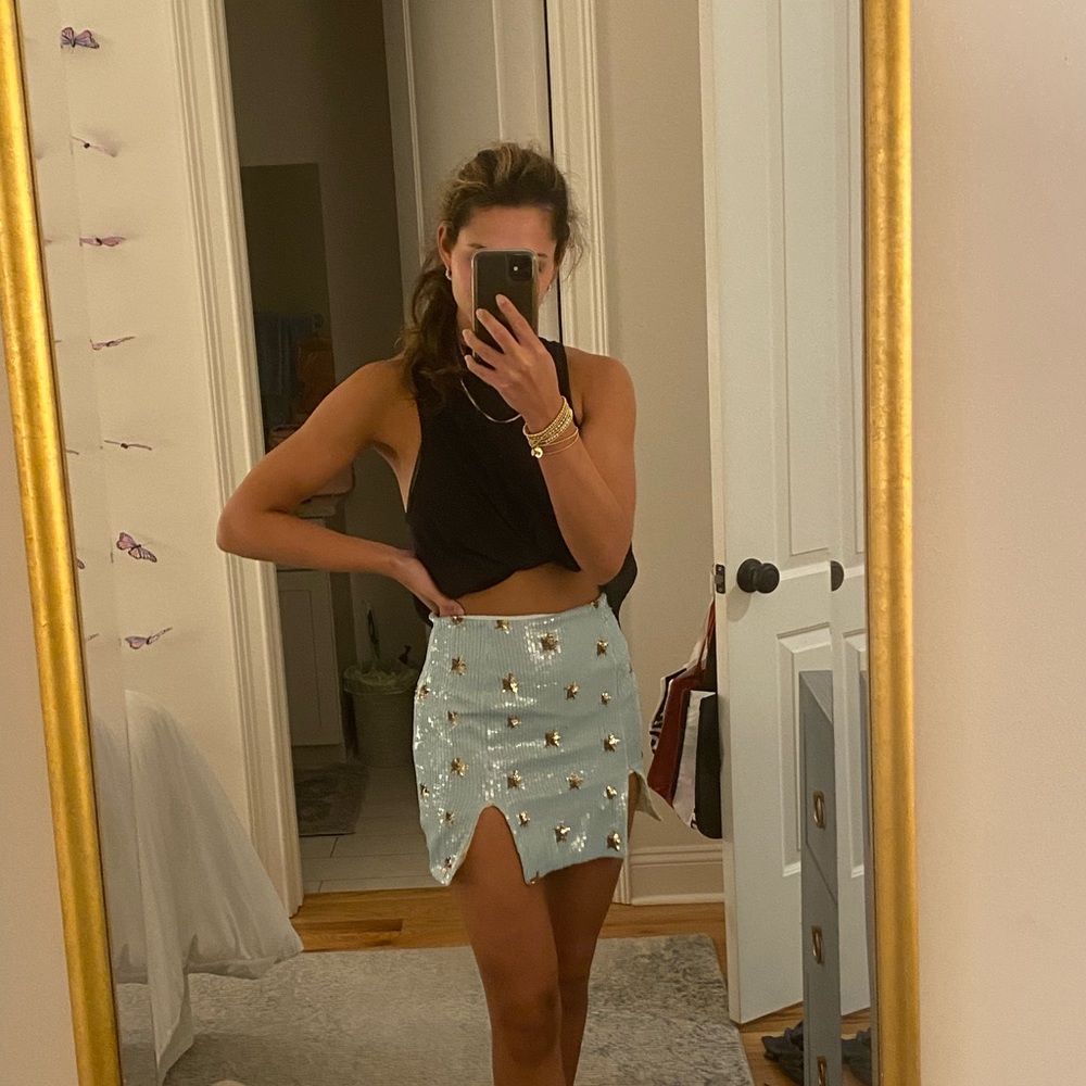 Powder Blue Sparkly mini skirt